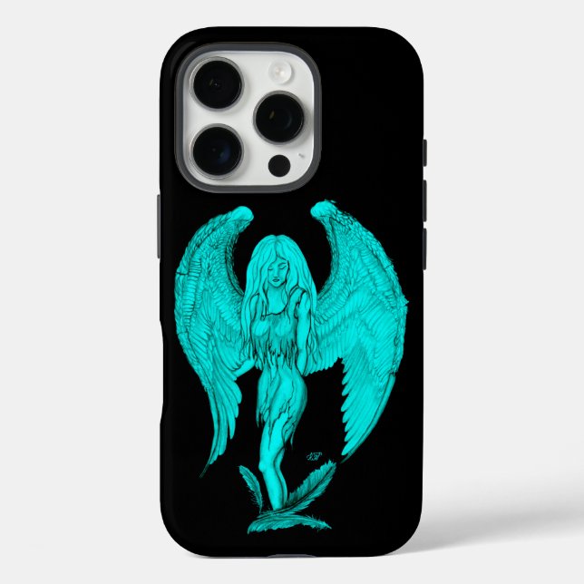 Coques Case-Mate iPhone Angel, Noir et Vert design (Verso)