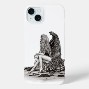 Coque Case-Mate iPhone Angel, perdu dans la pensée, noir et blanc Design