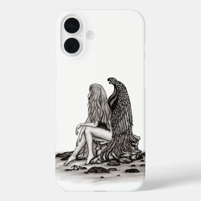 Coques Case-Mate iPhone Angel, perdu dans la pensée, noir et blanc Design (Verso)