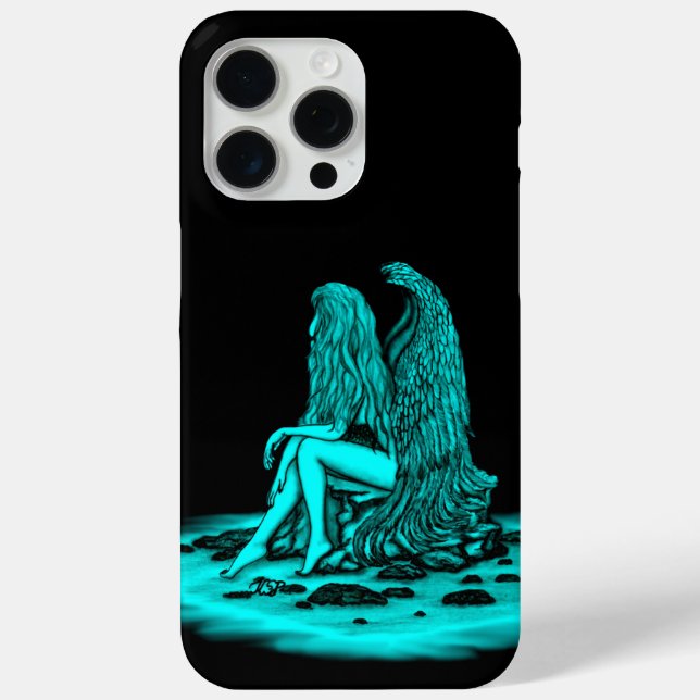 Coques Case-Mate iPhone Angel, perdu dans la pensée, noir et vert Design (Verso)