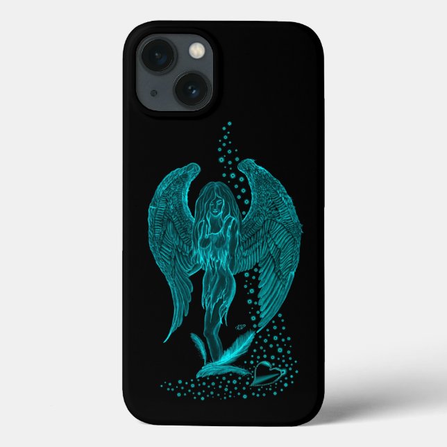 Coques Case-Mate iPhone Angel perdu en amour, noir et vert Design (Verso)