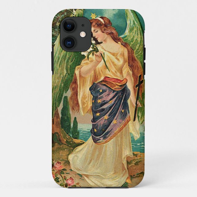 Coques Case-Mate iPhone Angel tenant une branche florale (Dos)