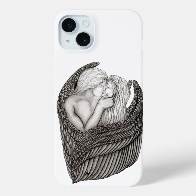 Coques Case-Mate iPhone Angels Kissing, noir et blanc Design (Verso)
