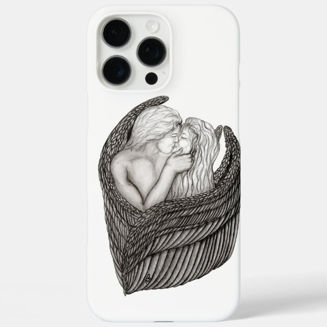 Coques Case-Mate iPhone Angels Kissing, noir et blanc Design (Verso)