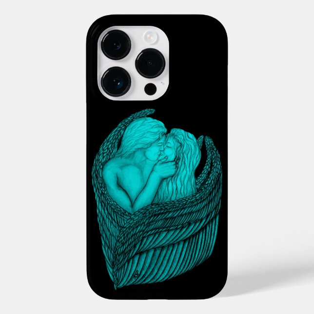 Coques Case-Mate iPhone Angels Kissing, noir et vert Design (Verso)