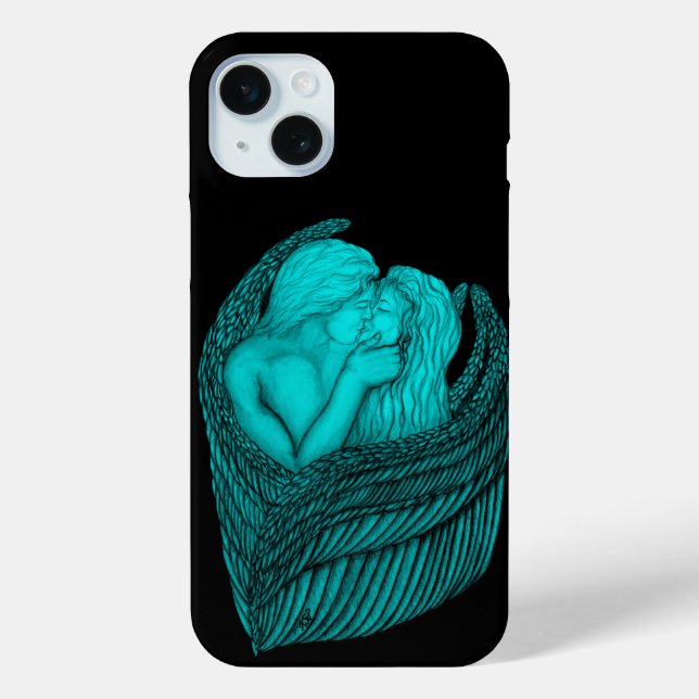 Coques Case-Mate iPhone Angels Kissing, noir et vert Design (Verso)
