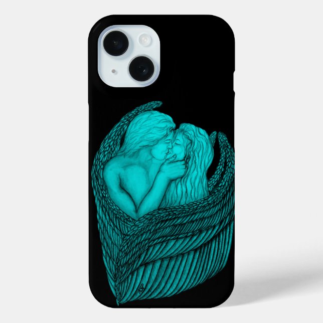 Coques Case-Mate iPhone Angels Kissing, noir et vert Design (Verso)