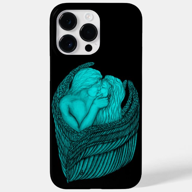 Coques Case-Mate iPhone Angels Kissing, noir et vert Design (Verso)