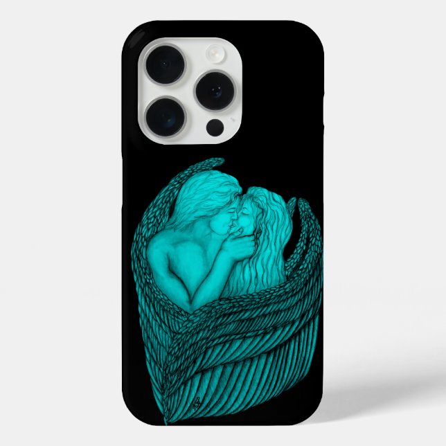 Coques Case-Mate iPhone Angels Kissing, noir et vert Design (Verso)