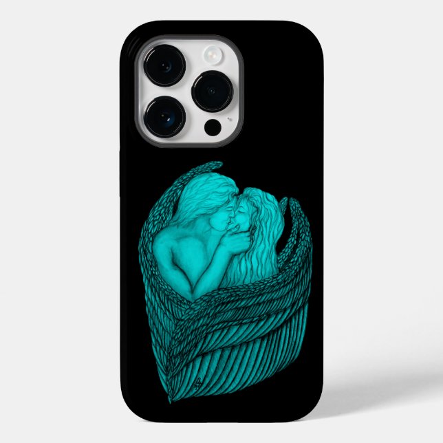 Coques Case-Mate iPhone Angels Kissing, noir et vert Design (Verso)
