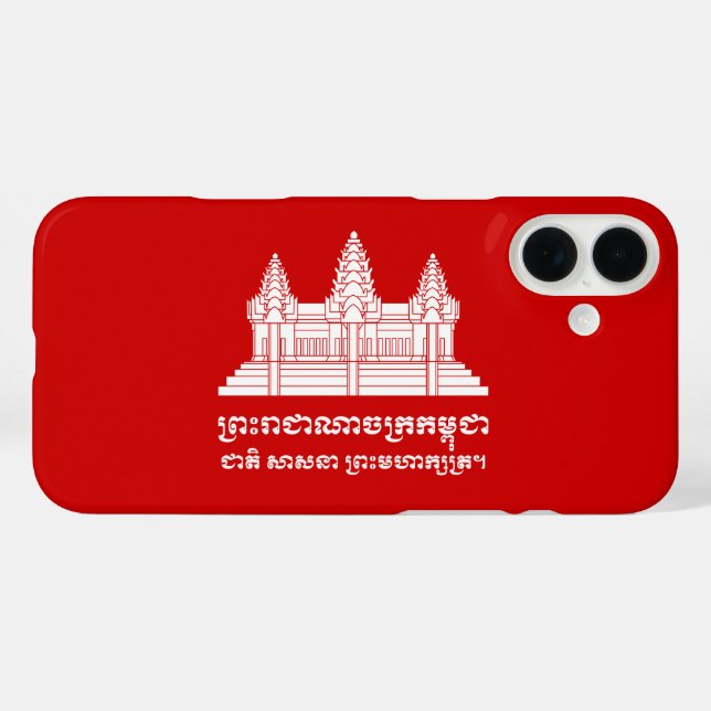 Coques Case-Mate iPhone Angkor Vat Cambodgien / Khmer Drapeau avec devise (Verso (horizontal))