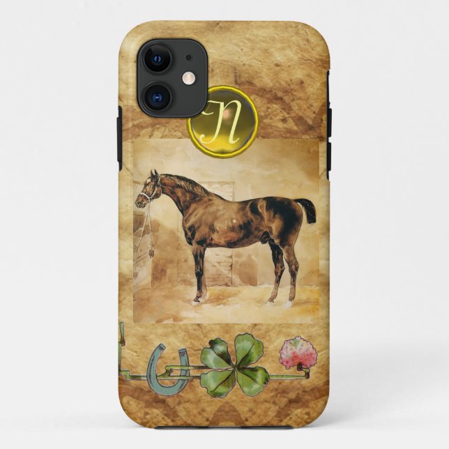 COQUES Case-Mate iPhone ANGLAIS HORSE, HORSESHOE ET MONOGRAMME SHAMROCK (Dos)