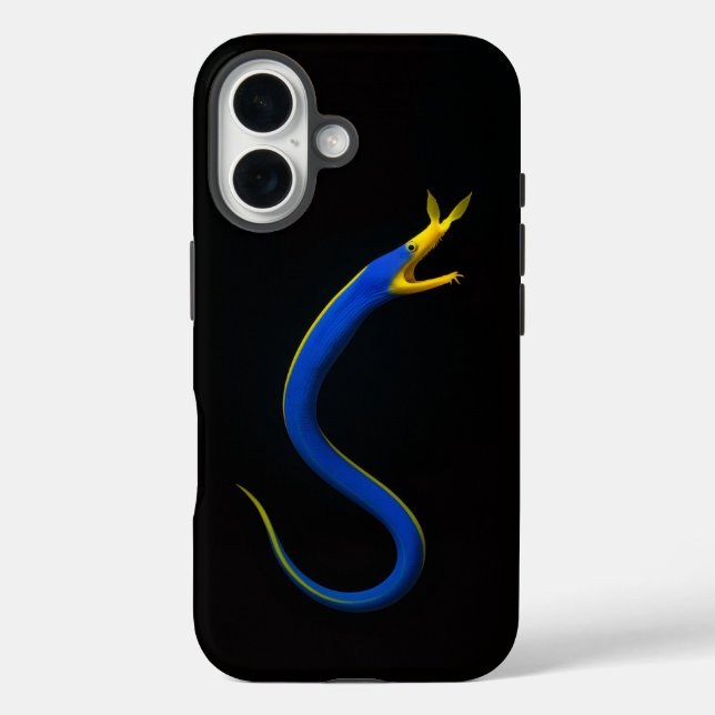Coques Case-Mate iPhone Anguille Ruban Bleu Black 4 Luxe iPhone 16 Mate (Verso)