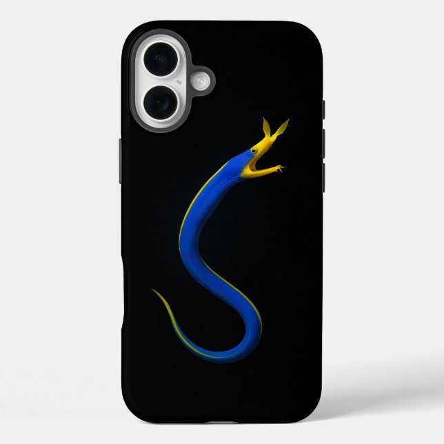 Coques Case-Mate iPhone Anguille Ruban Bleu Black 4 Luxe iPhone 16 Plus (Verso)