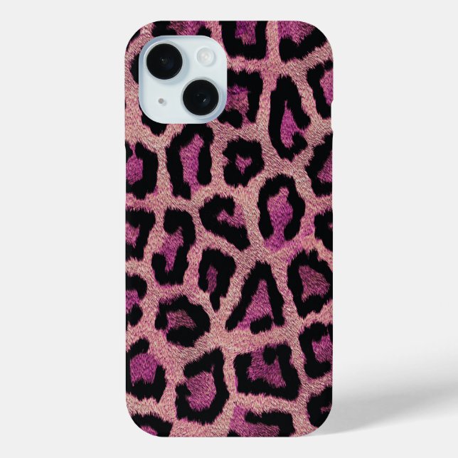Coques Case-Mate iPhone Animal léopard noir rose (Verso)
