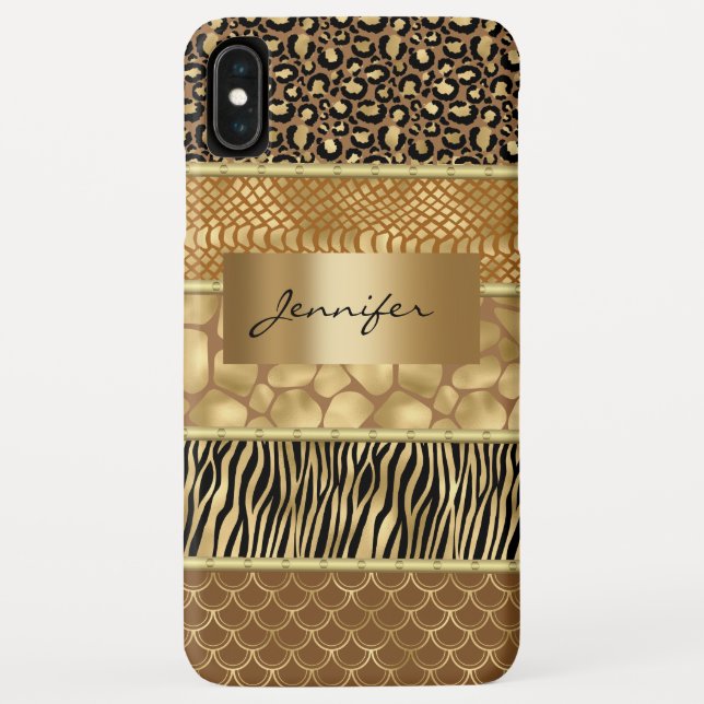 Coques Case-Mate iPhone Animal Mixte Or Zèbre Giraffe Serpent Skins (Dos)