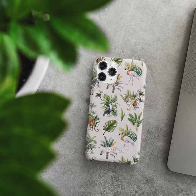 Coques Case-Mate iPhone Animal Sauvage | Monogramme de Verdure de Jungle (Créateur téléchargé)