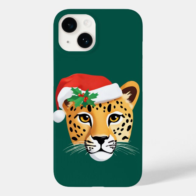 Coques Case-Mate iPhone Animaux amusants Safari Cheetah léopard Père Noël  (Verso)