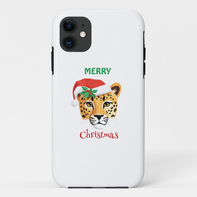 Coques Case-Mate iPhone Animaux amusants Safari Cheetah léopard Père Noël  (Dos)