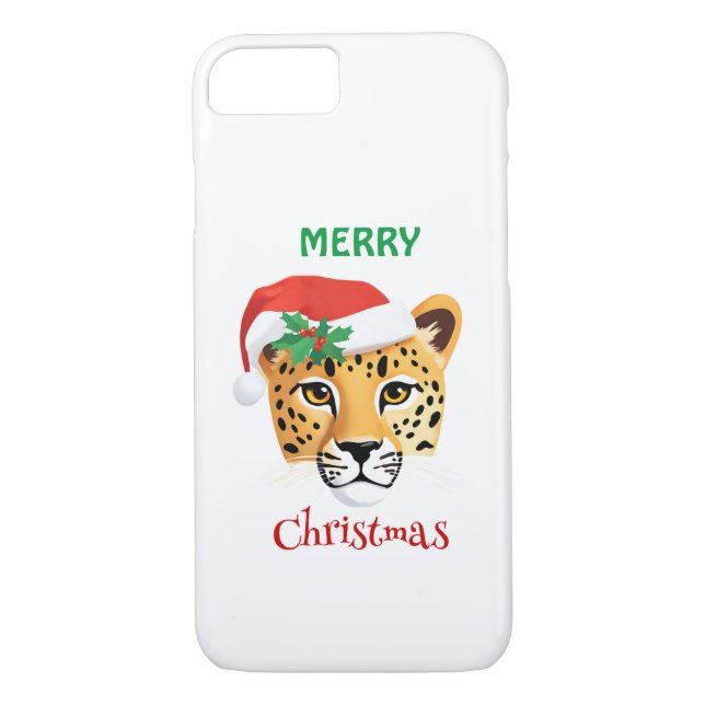 Coques Case-Mate iPhone Animaux amusants Safari Cheetah léopard Père Noël  (Dos)