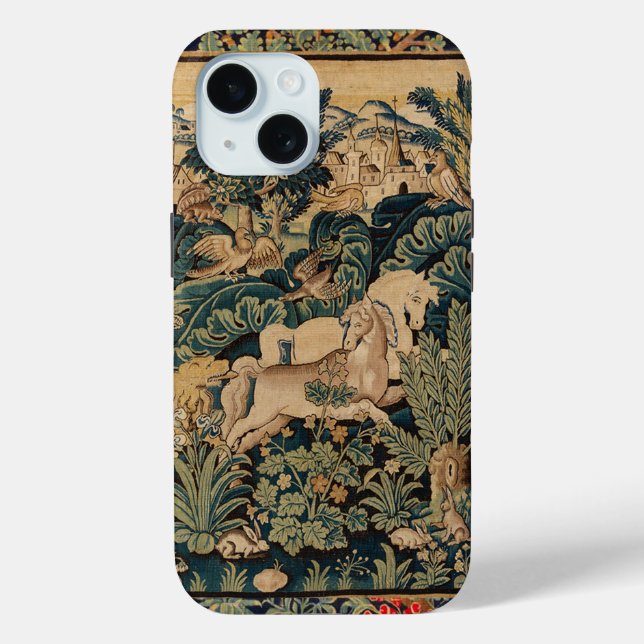 Coques Case-Mate iPhone ANIMAUX D'IMAGINAIRE, CHEVAUX, BOIS Bleu Vert Flor (Verso)