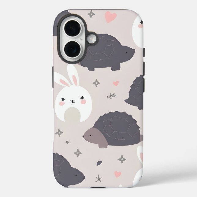 Coques Case-Mate iPhone Animaux Géométriques Mignons en Pastel (Verso)