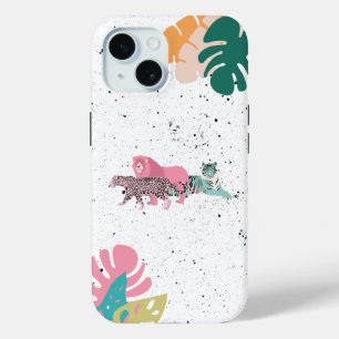 Coque Case-Mate iPhone Animaux sauvages colorés et Feuilles tropicaux