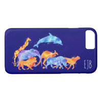 Animaux sauvages exécutant un monogramme d'aquarel