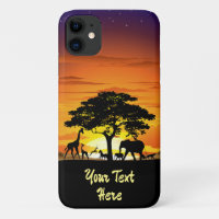 Animaux sauvages sur le coucher de soleil de la sa