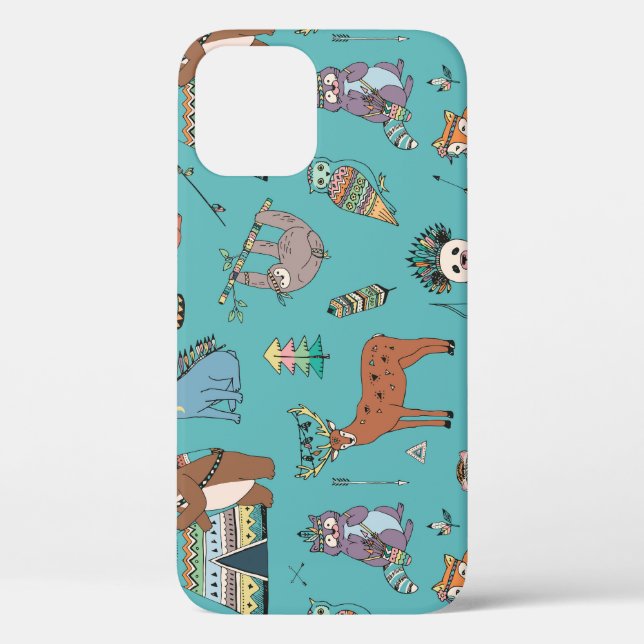 Coques Case-Mate iPhone Animaux tribaux : motif forestier. (Verso)