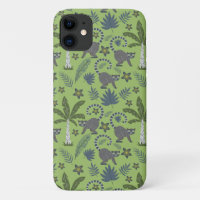 Animaux tropicaux sans soudure motif vert et gris
