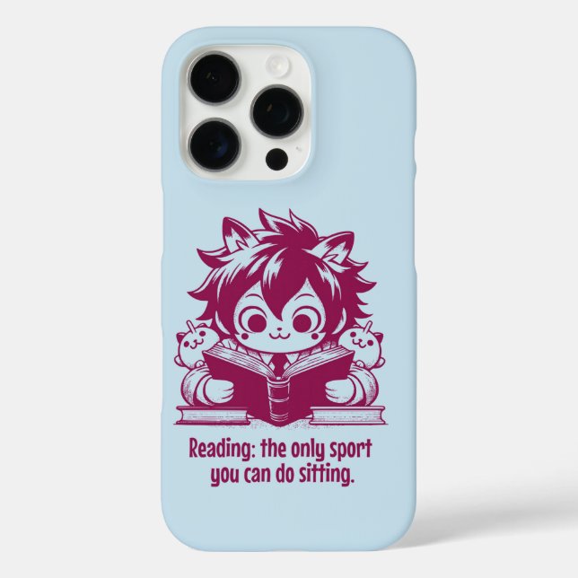 Coques Case-Mate iPhone Anime Catboy lit un livre et une citation drôle (Verso)