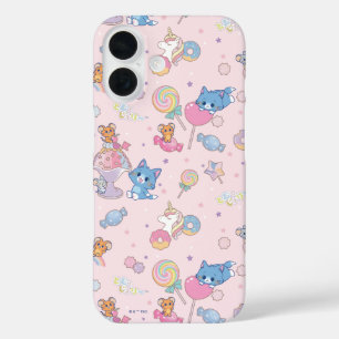 Coque Pour iPhone 16 Anime Tom, Jerry et Tuffy Candyland Motif
