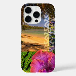 Coque iPhone 16 Pro Anini Beach, Kauai Hawaiian Collage