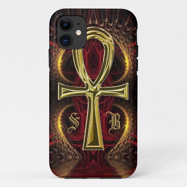 Coques Case-Mate iPhone Ankh Gold Goddess Nom personnalisé Initiales (Dos)
