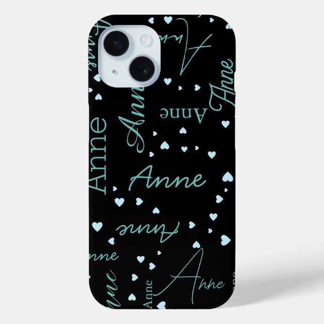 Coques Case-Mate iPhone Anne romantique (nom personnalisé) délicat coeur b (Verso)