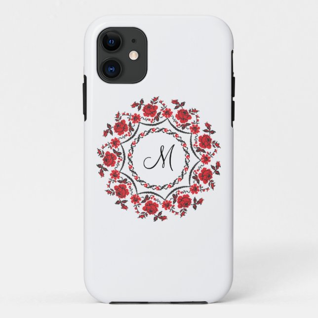 Coques Case-Mate iPhone Anneau rose Monogramme personnalisé initial (Dos)