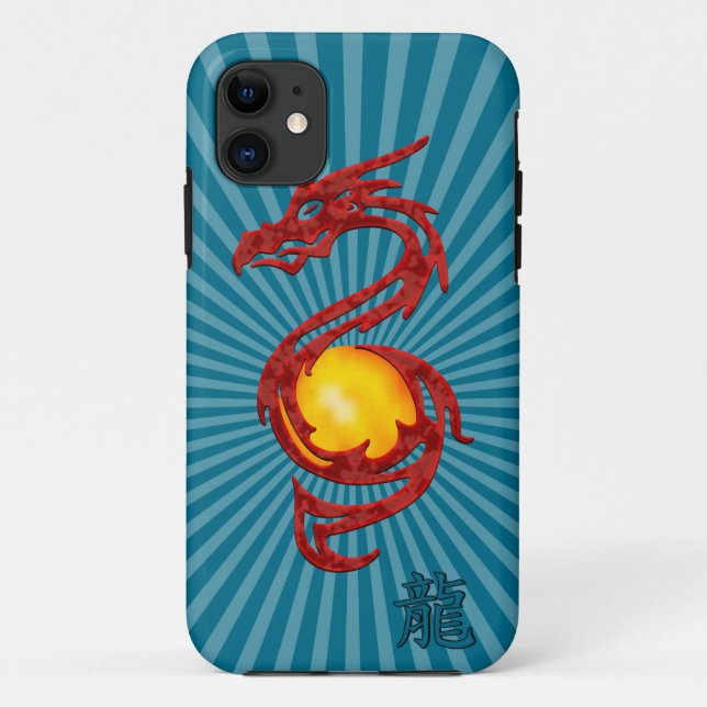 Coques Case-Mate iPhone Année Chinoise du Dragon Rouge Métallisé (Dos)