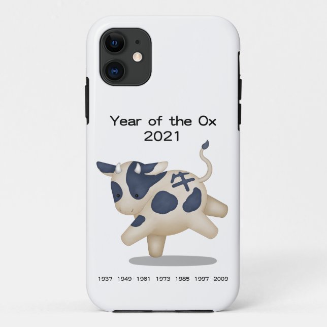 Coques Case-Mate iPhone Année du bœuf Mignon animal du zodiaque 2021 (Dos)