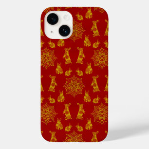 Coque Case-Mate iPhone Année du lapin Rouge et or Mandala Motif