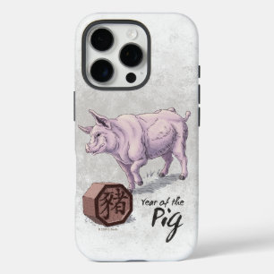 Coque iPhone 16 Pro Année du porc (sanglier) Zodiaque chinois