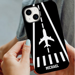 Coque Case-Mate iPhone Anniversaire Avion Atterrissage Piste Noir et Blan