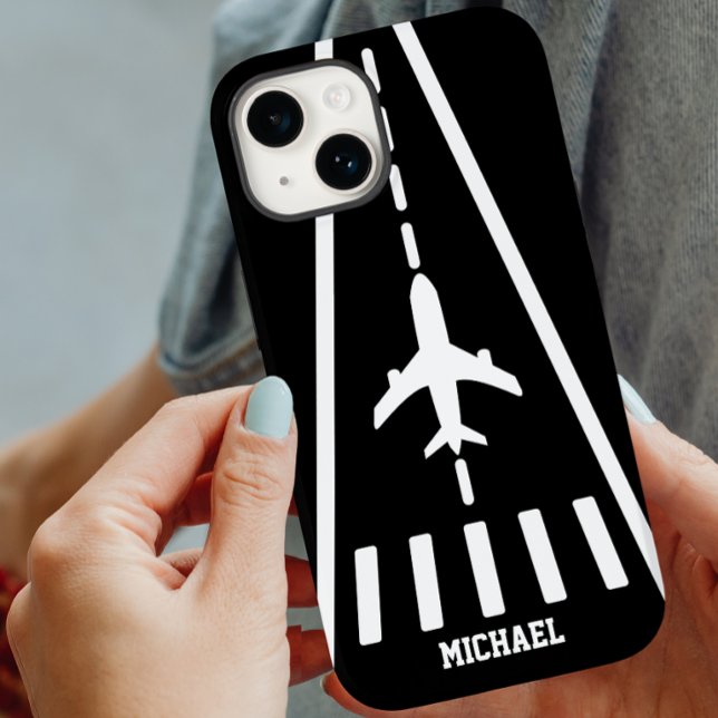 Coques Case-Mate iPhone Anniversaire Avion Atterrissage Piste Noir et Blan (Créateur téléchargé)
