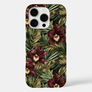 Coque iPhone 16 Pro Anniversaire des orchidées rouges de Bourgogne pro
