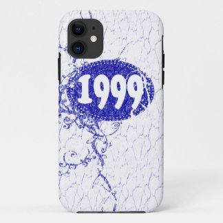 Coques Pour iPhone Anniversaire et depuis 1999 vintage (bleu, blanc)