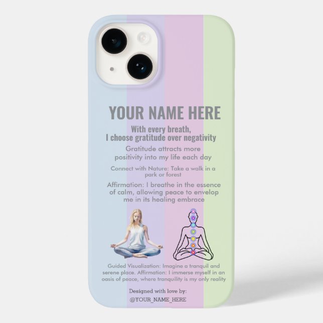 Coques Case-Mate iPhone ANTI-Stress YOGA CHAKRA PEACE  GRATITUDE (Verso)