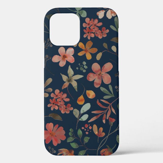 Coques Case-Mate iPhone Antique aquarelle Imprimer floral sur marine (Verso)