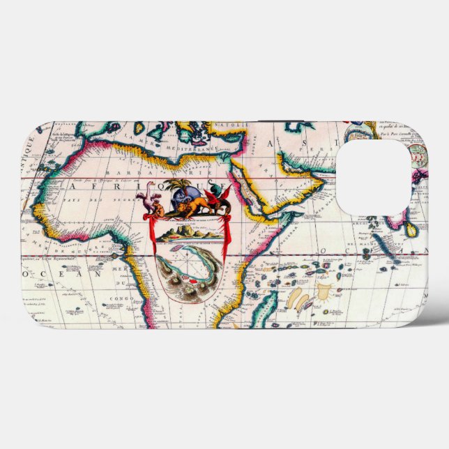 Coques Case-Mate iPhone Antique carte de l'Afrique de 1687 (Verso (horizontal))
