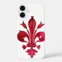 ANTIQUE FLEUR ROUGE DE LIS EN Héraldique BLANC
