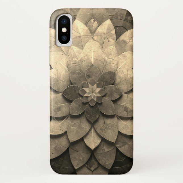 Coques Case-Mate iPhone Antique Golden Mandala Art Fleur texturée (Dos)